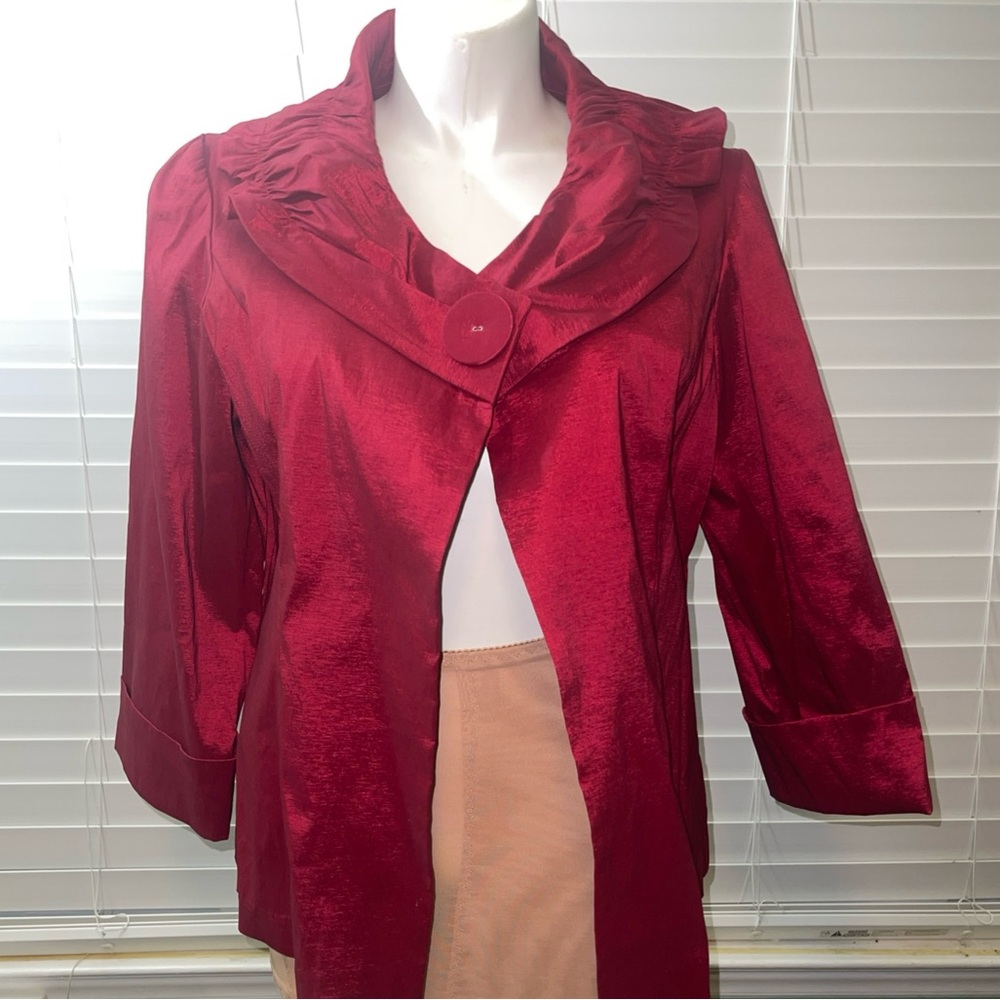NWT Great Cavalier Women Gathered Tunic Dress Jacket Holiday Season Cranberry XL